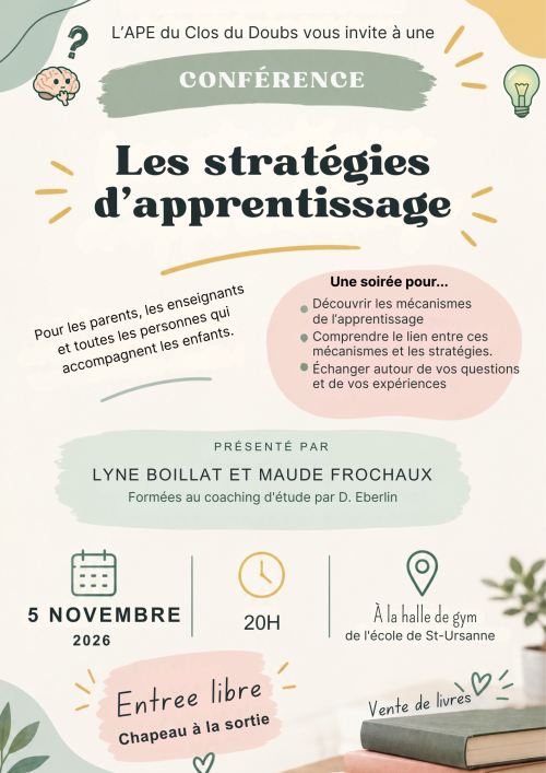 conference - strategies d'apprentissage - APE Clos-du-Doubs